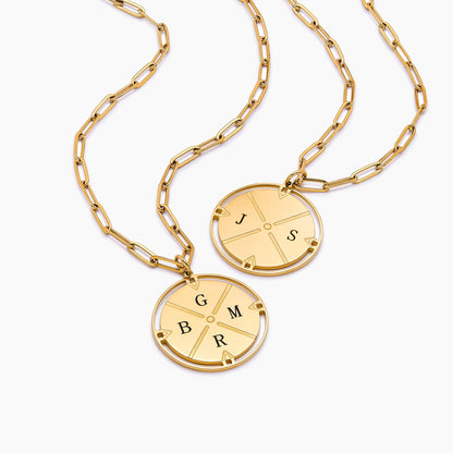 Gepersonaliseerde initialen gegraveerde kompas ketting