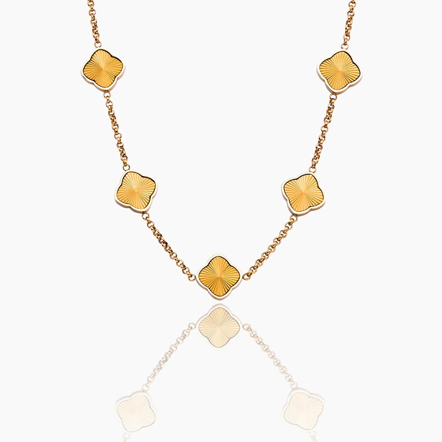 Klavertjevier hangerketting met zonnestraalmotief
