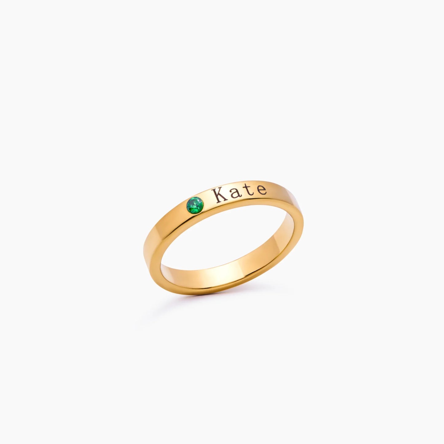 Gepersonaliseerde naamring met geboortesteen - stapelbare, op maat gemaakte sieraden