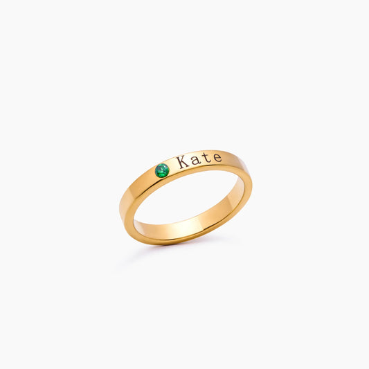 Gepersonaliseerde naamring met geboortesteen - stapelbare, op maat gemaakte sieraden