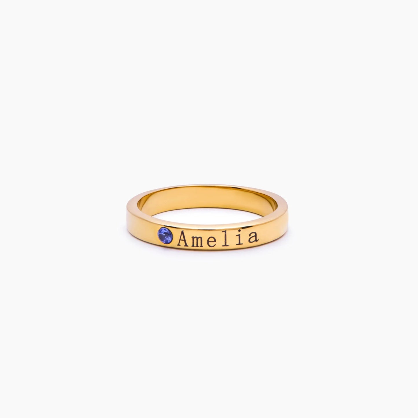 Gepersonaliseerde naamring met geboortesteen - stapelbare, op maat gemaakte sieraden