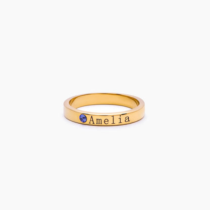 Gepersonaliseerde naamring met geboortesteen - stapelbare, op maat gemaakte sieraden