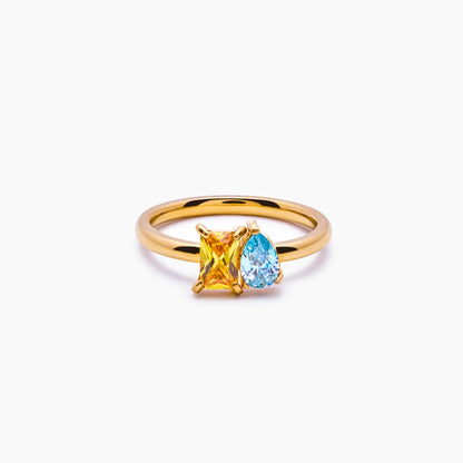 Ring met twee geboortestenen