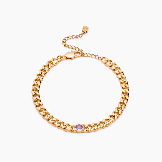 Delicaat geboortesteen curbketting armband