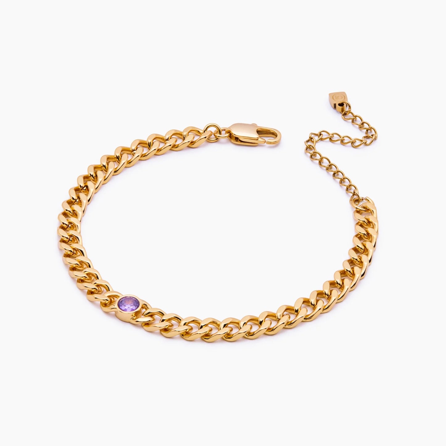 Delicaat geboortesteen curbketting armband