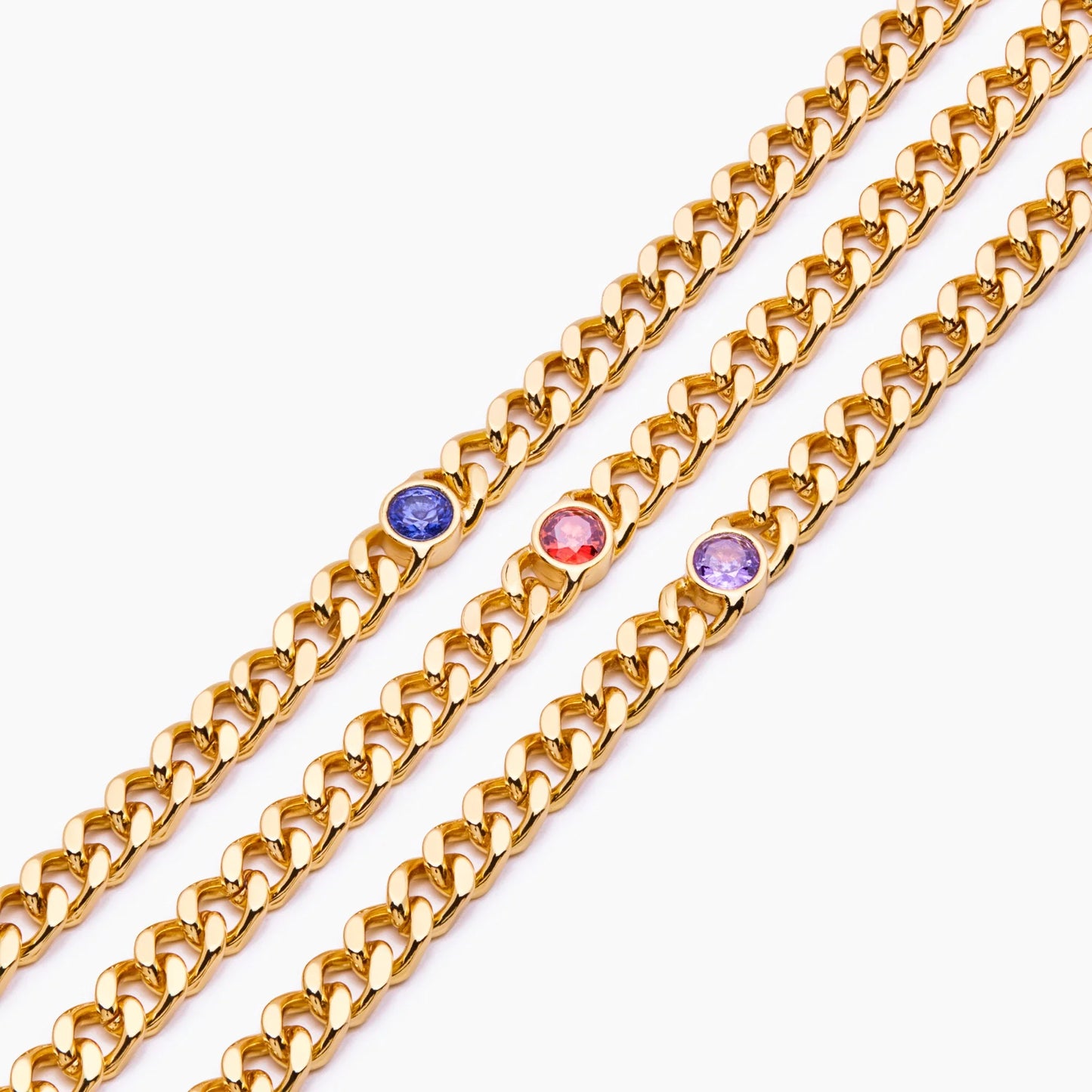 Delicaat geboortesteen curbketting armband