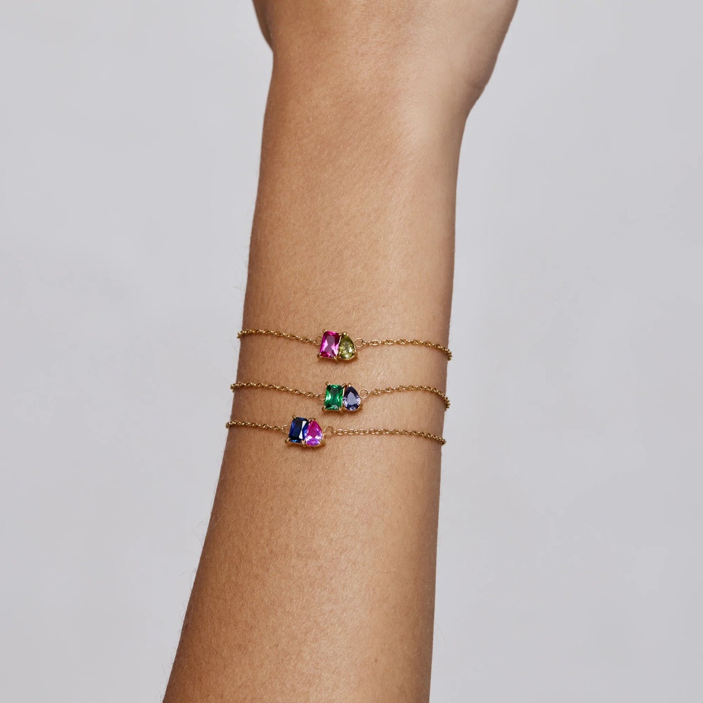 Eeuwige Duo geboortesteenarmband met twee stenen