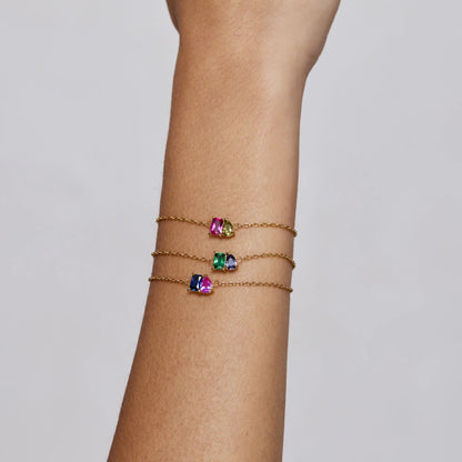 Eeuwige Duo geboortesteenarmband met twee stenen